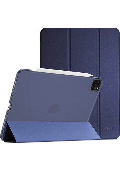 Apple İpad Pro 11 2.Nesil 2020 Kılıf PU Deri Smart Case A2228 A2068 A2230 A2231 Lacivert