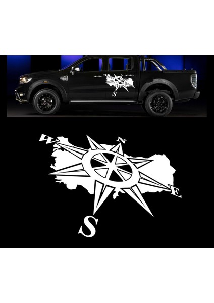 Türkiye Pusula Off Road Kamp Karavan Sticker- S1426