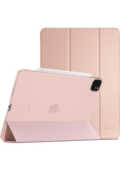 Apple İpad Pro 11 2.Nesil 2020 Kılıf PU Deri Smart Case A2228 A2068 A2230 A2231 Rose Gold