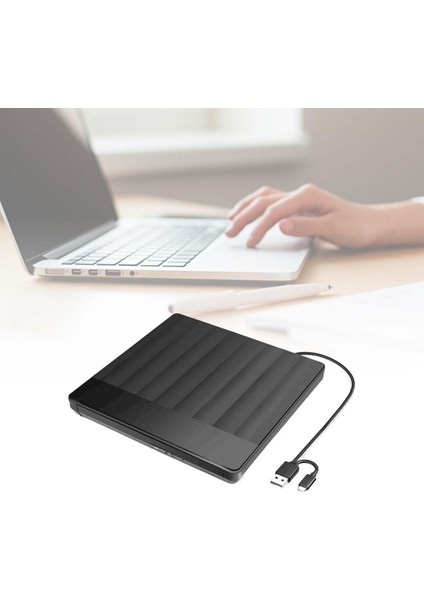 Harici DVD Sürücü Burner USB 3.0 ve Windows Siyah Için C Tip CD Rom Yazarı (Yurt Dışından)