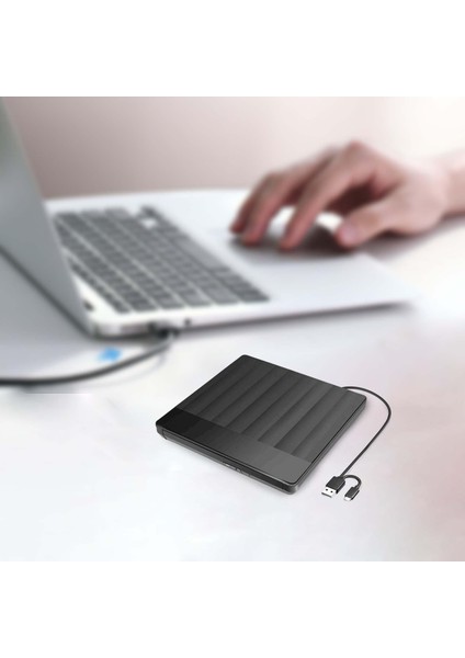 Harici DVD Sürücü Burner USB 3.0 ve Windows Siyah Için C Tip CD Rom Yazarı (Yurt Dışından)