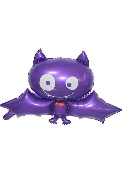 Cadılar Bayramı Halloween Sevimli Mor Yarasa Şeklinde Folyo Balon 90 x 65 cm