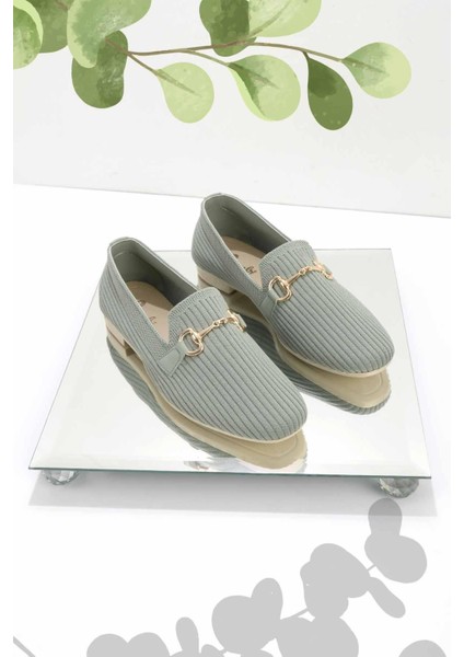 Su Yeşili Triko Kadın Loafer Ayakkabı K0132030208210