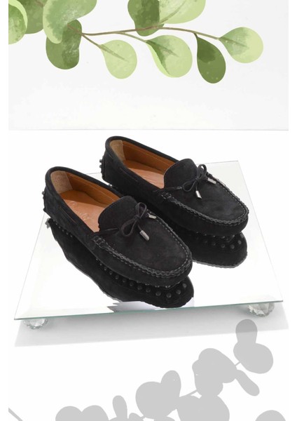 Siyah Süet Leather Kadın Loafer Ayakkabı K0127422510210