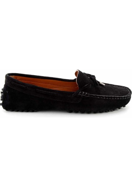 Siyah Süet Leather Kadın Loafer Ayakkabı K0127422510210