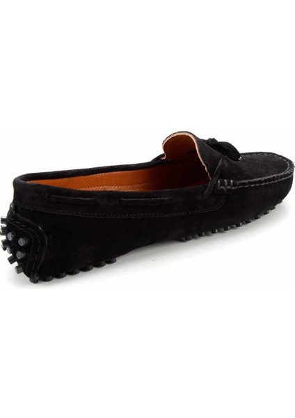 Siyah Süet Leather Kadın Loafer Ayakkabı K0127422510210