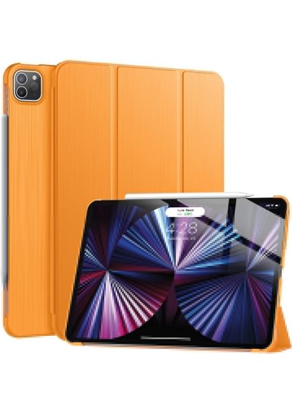 Apple İpad Pro 11 2.Nesil 2020 Kılıf PU Deri Smart Case A2228 A2068 A2230 A2231 Turuncu