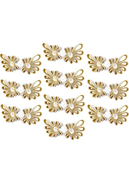 10 Döngü Örgülü Çin Düğüm Kurbağası Beyaz (Yurt Dışından)