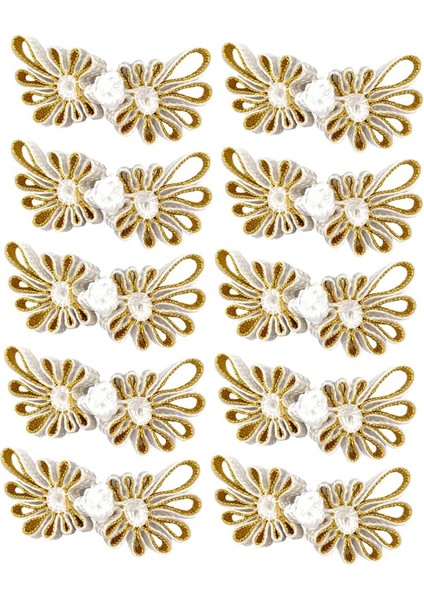 10 Döngü Örgülü Çin Düğüm Kurbağası Beyaz (Yurt Dışından) modelleri