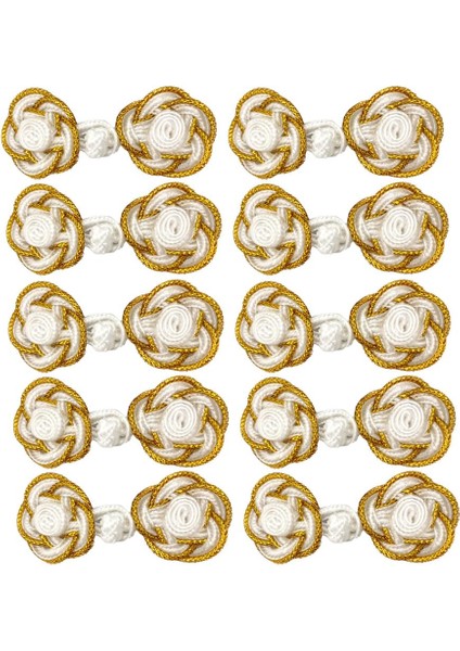 10 Çift Çin Kurbağa Düğmeleri Kapatma Bağlantı Elemanları Gül Tokası Dikiş Cheongsam Beyaz (Yurt Dışından) fiyatları