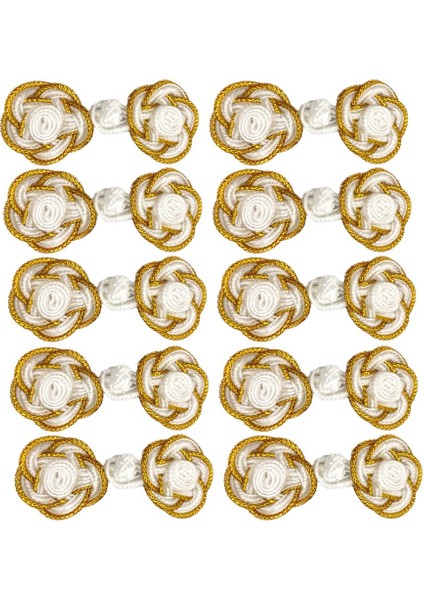 10 Çift Çin Kurbağa Düğmeleri Kapatma Bağlantı Elemanları Gül Tokası Dikiş Cheongsam Beyaz (Yurt Dışından) modelleri