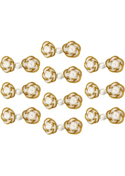 10 Çift Çin Kurbağa Düğmeleri Kapatma Bağlantı Elemanları Gül Tokası Dikiş Cheongsam Beyaz (Yurt Dışından) indirimleri