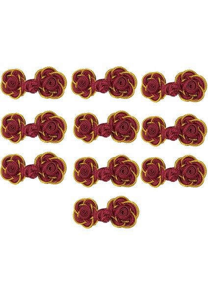 10 Çift Çin Kurbağa Düğmesi Kapanışları Dikiş Morumsu Kırmızı (Yurt Dışından)