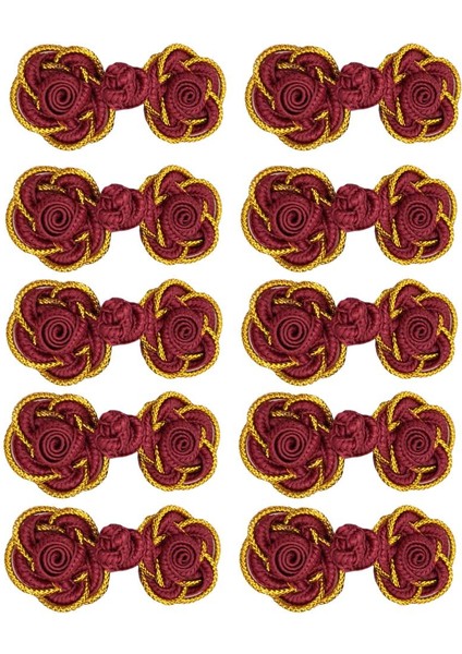 10 Çift Çin Kurbağa Düğmesi Kapanışları Dikiş Morumsu Kırmızı (Yurt Dışından) modelleri