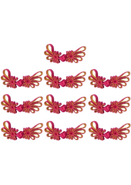 10 Döngü Örgülü Çin Düğüm Kurbağası Gülü Kırmızı (Yurt Dışından) modelleri