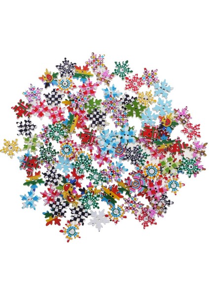 100X Kar Tanesi 2 Delikli Ahşap Düğmeler Scrapbooking Noel Dekorasyonu 19MM (Yurt Dışından) fiyatları