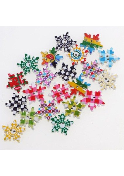 100X Kar Tanesi 2 Delikli Ahşap Düğmeler Scrapbooking Noel Dekorasyonu 19MM (Yurt Dışından) modelleri