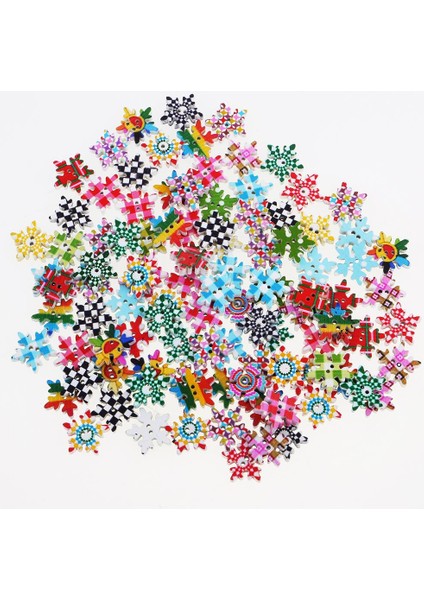 100X Kar Tanesi 2 Delikli Ahşap Düğmeler Scrapbooking Noel Dekorasyonu 19MM (Yurt Dışından) fırsatları