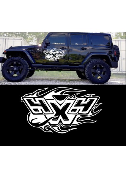Alevli 4x4 Off Road Araba Sticker