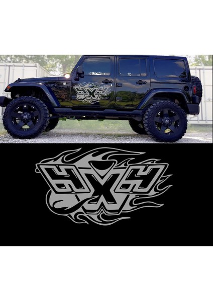 Alevli 4x4 Off Road Araba Sticker