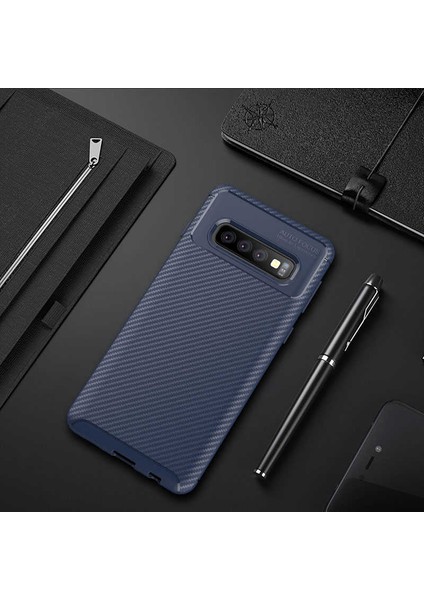 Samsung Galaxy S10E Kılıf Rugged Armor Darbe Emici Uzun Ömürlü Dayanıklı Parmak İzi Yapmaz Karbon Tasarım Negro Silikon Kapak