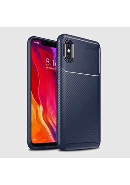 Xiaomi Mi 8 Pro Kılıf Rugged Armor Darbe Emici Uzun Ömürlü Dayanıklı Parmak İzi Yapmaz Karbon Tasarım Negro Silikon Kapak