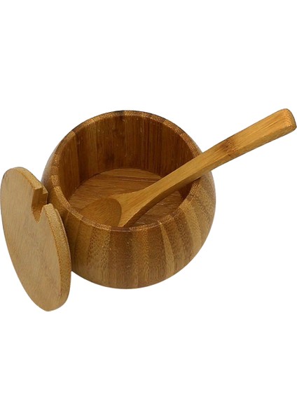 Bambu Kavanoz Şeker Donçlu Biber Baharat Saklama Kutusu ile Kaşık Kapağı (Yurt Dışından)