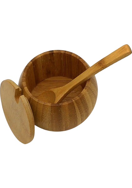 Bambu Kavanoz Şeker Donçlu Biber Baharat Saklama Kutusu ile Kaşık Kapağı (Yurt Dışından)