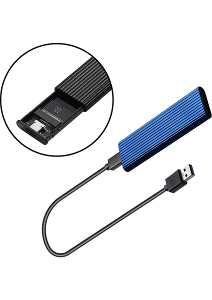 M.2 - Usb 3.0 Harici Alüminyum Muhafaza Kılıfı + Mavi (Yurt Dışından)