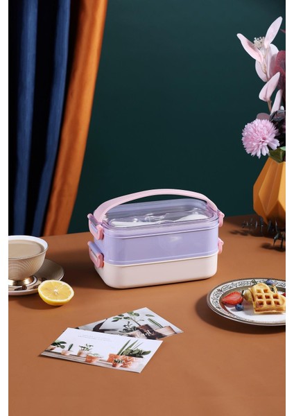 Bento Lunch Box Ofis-Okul Için Yeni Nesil Sefer Tası Taşınabilir Yemek Kutusu Çelik FF462