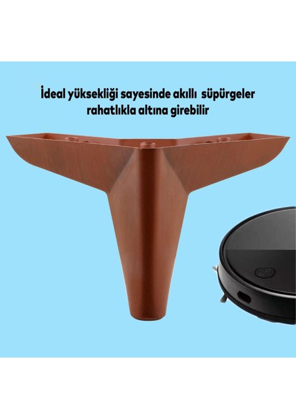 Lüks Mobilya Kanepe Sehpa Puf Koltuk Ayağı 12 cm Kahverengi Ahşap Desenli Baza Ayak