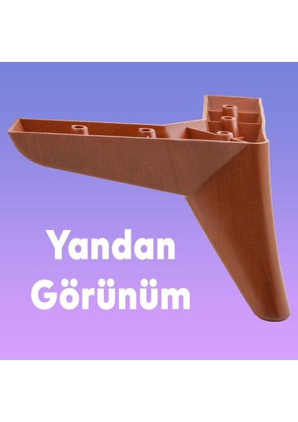 Lüks Mobilya Kanepe Sehpa Puf Koltuk Ayağı 12 cm Kahverengi Ahşap Desenli Baza Ayak