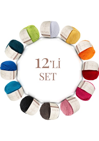 Premium 12 Adet 50 gr Baby Cotton Amigurumi ve Punch (Panç) Ipi Set3
