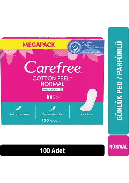 Carefree Cotton Feel Normal Parfümlü Günlük Ped 100'LÜ Paket