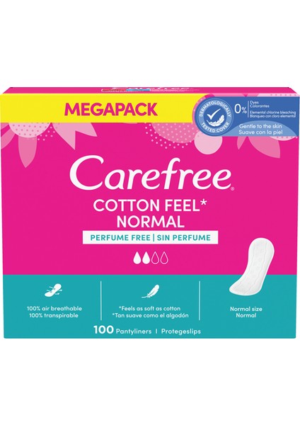 Carefree Cotton Feel Normal Parfümsüz Günlük Ped 100'LÜ Paket