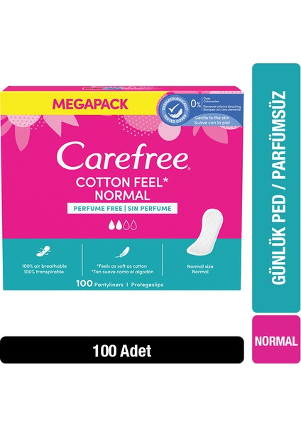 Carefree Cotton Feel Normal Parfümsüz Günlük Ped 100'LÜ Paket