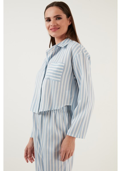 Çizgili Rahat Kesim Bol Paça Pijama Takımı Bayan Pijama Takımı 6110014 fırsatları