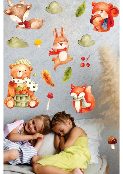 Eğlenceli Hayvanlar ve Figürler Çocuk Bebek Odası Sticker Seti