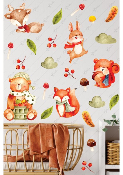 Eğlenceli Hayvanlar ve Figürler Çocuk Bebek Odası Sticker Seti fiyatları