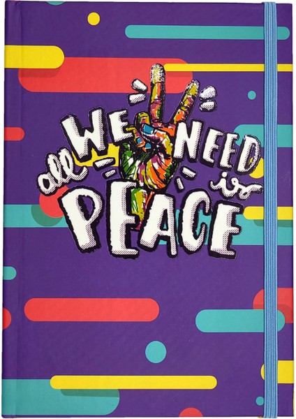 Lastikli Defter A5 Not Defteri Tarihsiz Ajanda - Peace