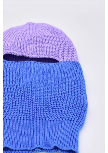 Color Block Renkli Balaclava Kar Maskesi Triko Bere Boyunluk 1 Adet