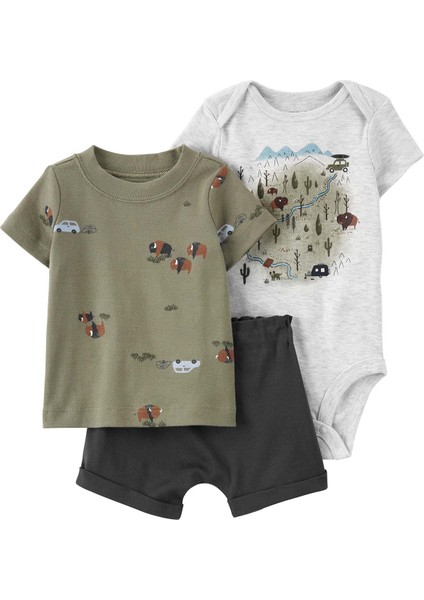 Erkek Bebek Alt Üst Set 3'lü Paket