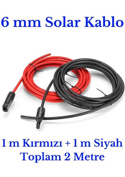 6 mm Mc4 Soketli 2 Metre (1m+1m) Güneş Paneli Solar Kablo