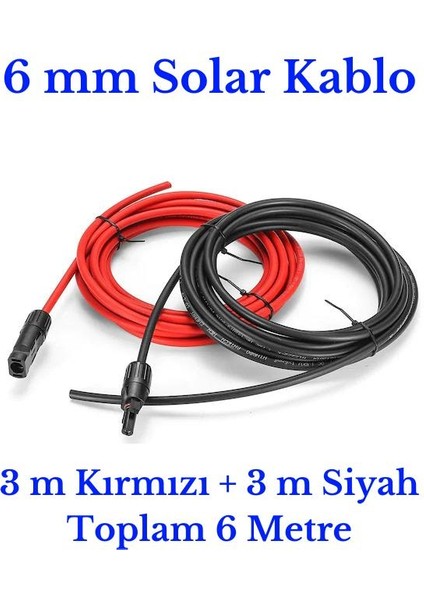 6 mm Mc4 Soketli 6 Metre (3m+3m) Güneş Paneli Solar Kablo