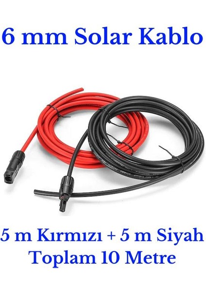 6 mm Mc4 Soketli 10 Metre (5m+5m) Güneş Paneli Solar Kablo