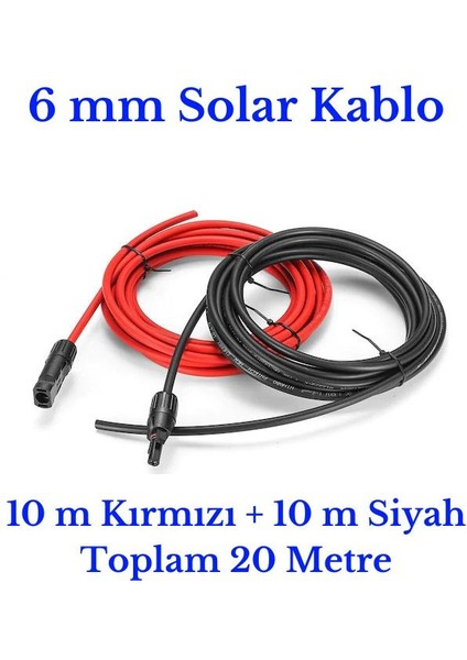 6 mm Mc4 Soketli 20 Metre (10M+10M) Güneş Paneli Solar Kablo