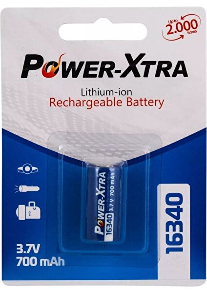 3.7V Li-Ion 16340 700MAH (RCR123A) Şarjlı Pil