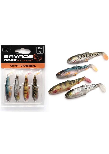 Craft Cannibal Paddletail 12.5 cm 20 gr Clear Water Mix 4 Adet Silikon Yem fiyatları