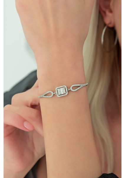 925 Ayar Kelepçe Model Tektaş Bileklik Kadın Gümüş Bileklik fiyatları