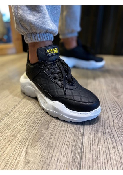Yüksek Taban Günlük Ayakkabı N75 Kapitone Siyah (Beyaz Taban) modelleri